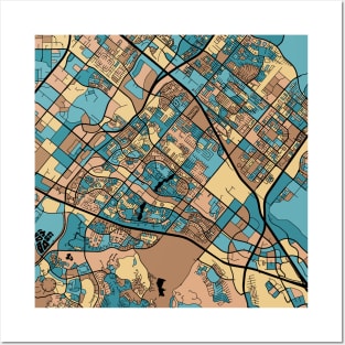 Irvine Map Pattern in Mid Century Pastel Posters and Art